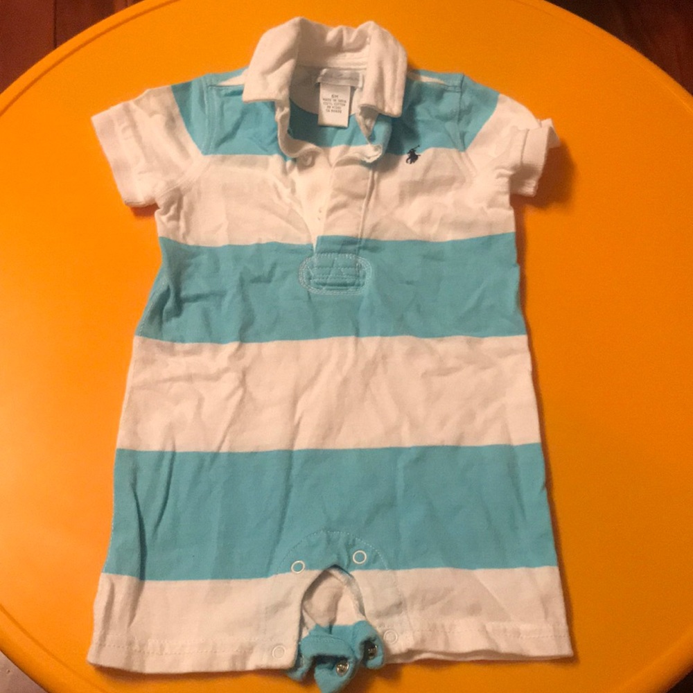 Ralph Lauren blue and white boys romper